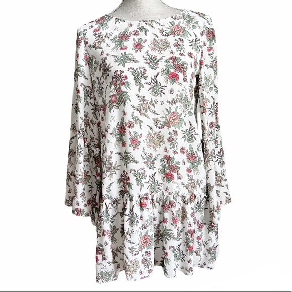 Max Edition Floral Ruffle Tunic Top Mini Dress Size Small - Picture 1 of 14